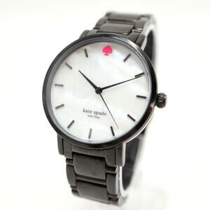 Kate Spade Ladies 34mm MOP Womens Watch Black Stainless Steel with New Battery